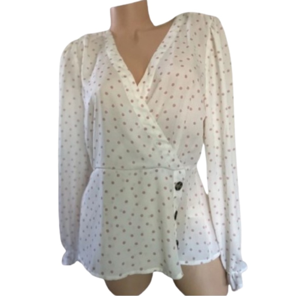 Almost Famous Blouse Size Medium Poly Top Ruffle Sleeve